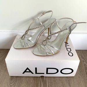 Aldo silver strappy heels 38 size